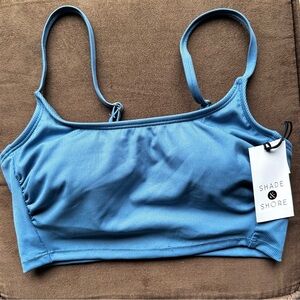 Shade & Shore Blue Ribbed Bralette Swimsuit 
Blue 
Size S (4-6)